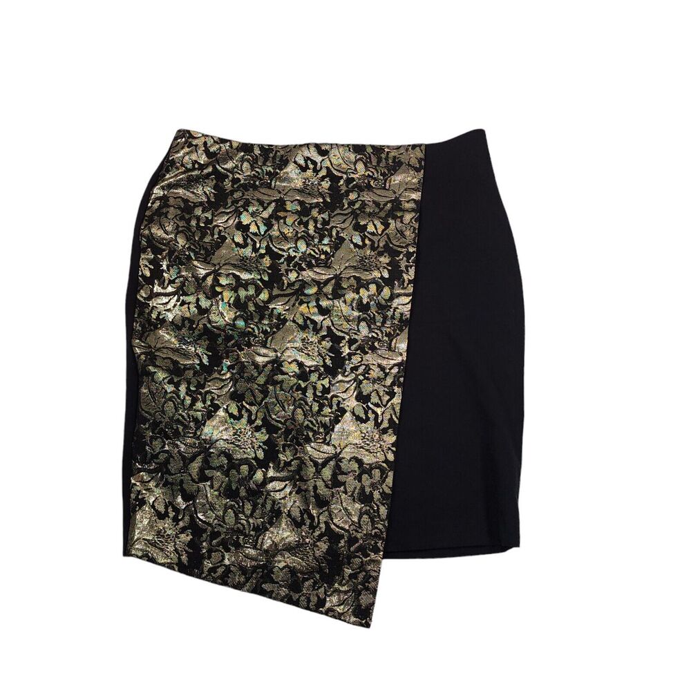 LANE BRYANT Pencil Skirt Lace look Wrap Look Floral Black Gold  Womens size 18